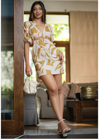 LINNA YELLOW PRINTED DRESS